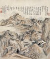 Montaña Shitao en tinta china antigua de otoño